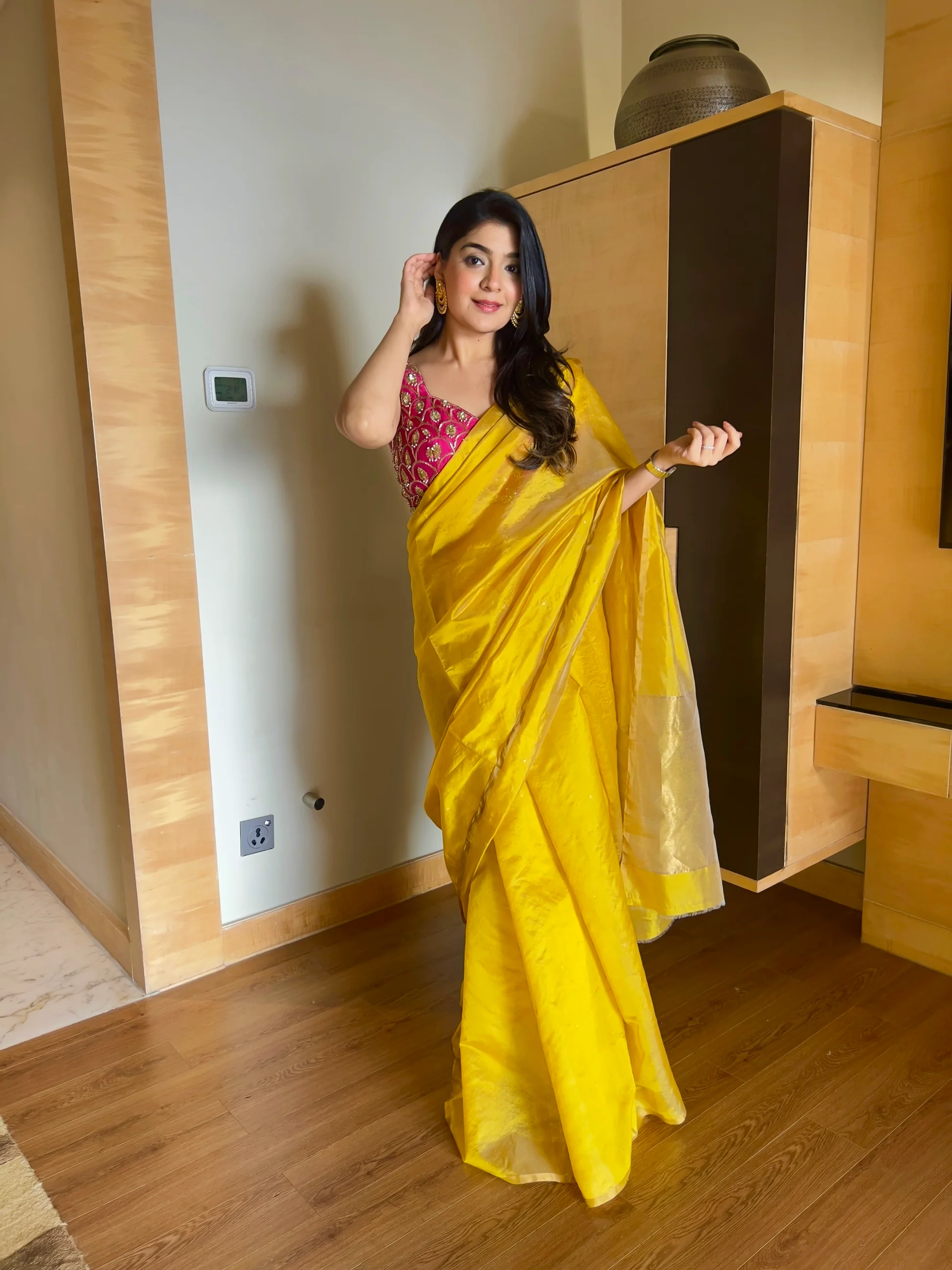 Amber Flame Chanderi Saree