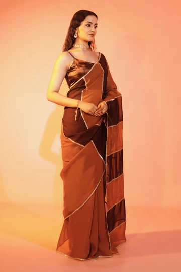 Caramel Bronze Silk Saree