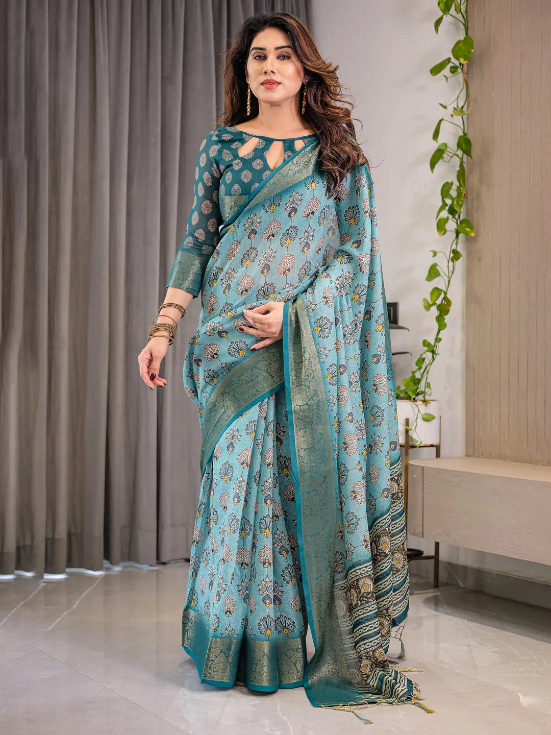Turquoise teal Cotton Blend