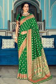 Basil Green Embroidered Banarasi