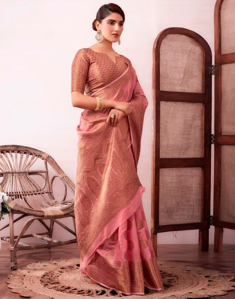 Dusty Rose Cotton Shine Saree