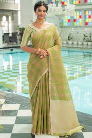 Fern Green Soft Linen Saree