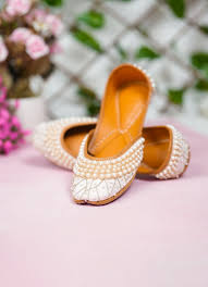 Elegant White Pearl Punjabi Juttis for Brides