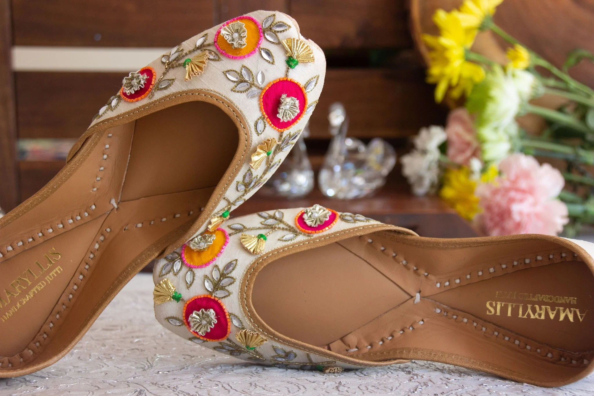 Colorful Phulkari Design Punjabi Juttis