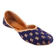Indigo Blue Block Printed Punjabi Juttis