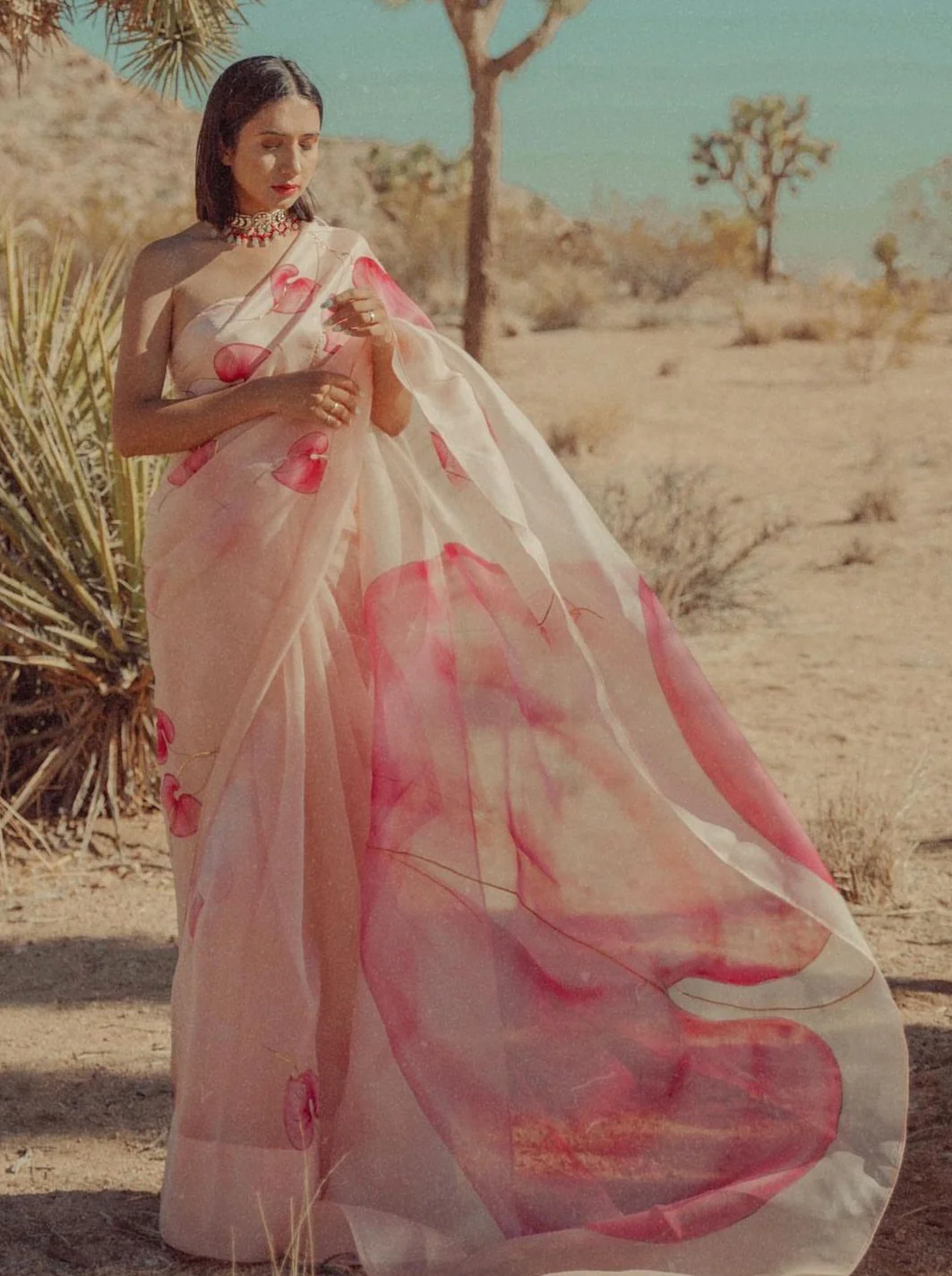 Flamingo Feathers Organza