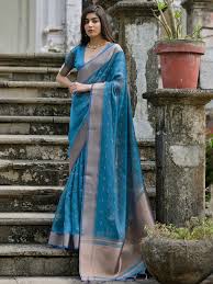 Glacier Teal Zari Woven