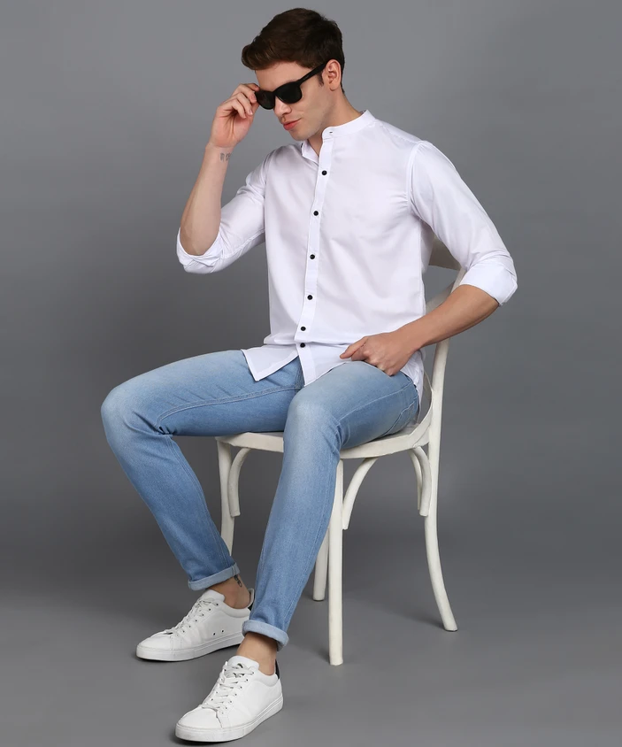 Celestial Blue Mandarin Shirt