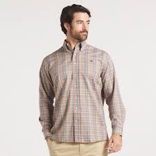 Taupe Grid Button Down