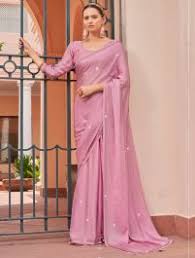 Dusty Rose Printed Chiffon Saree