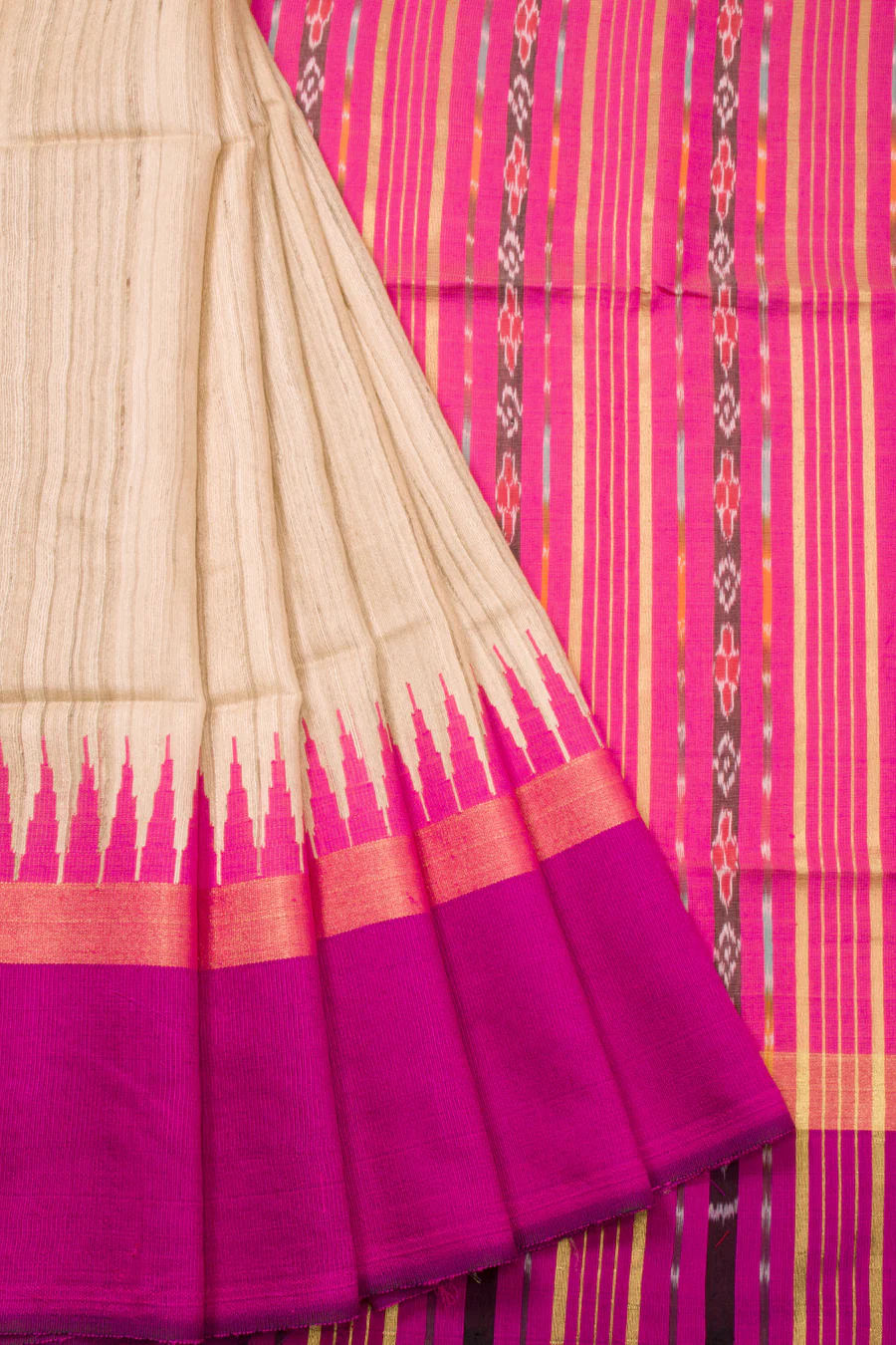 Beige Handloom Khadi Saree
