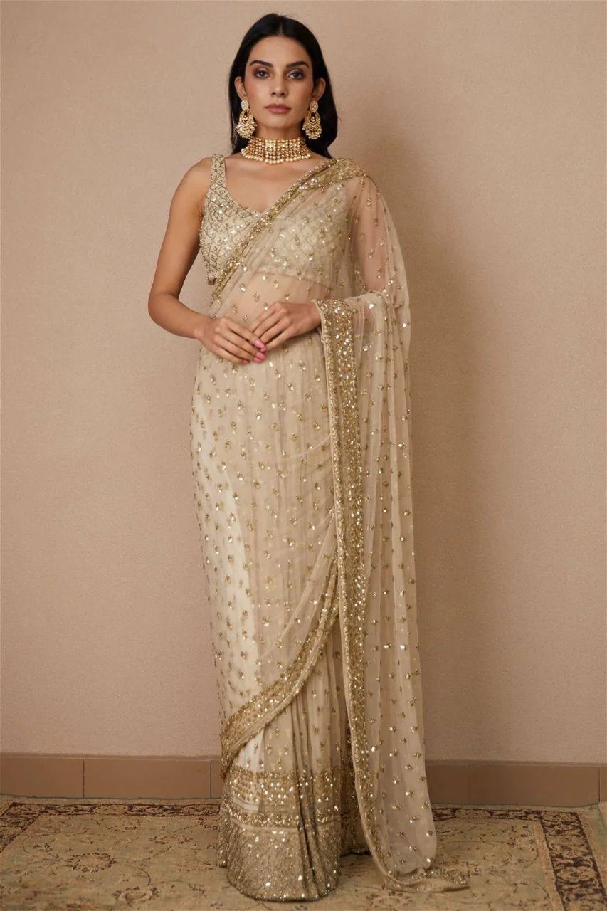 Pale Gold Party Wear Saree