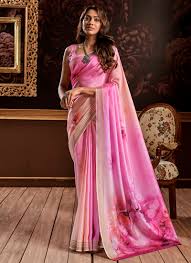 Bright Pink Festive Wear Silk Saree