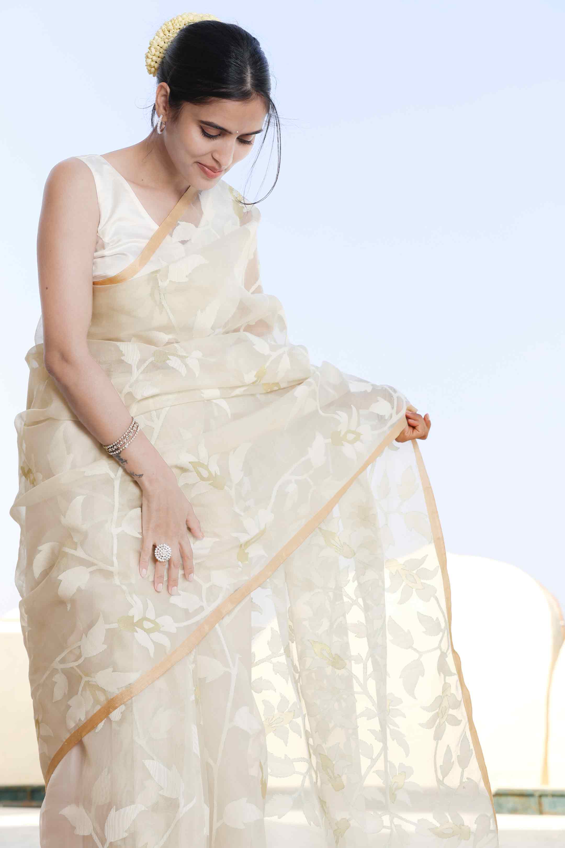 Off White Jamdani Saree