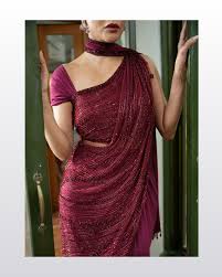 Burgundy Shimmer Saree