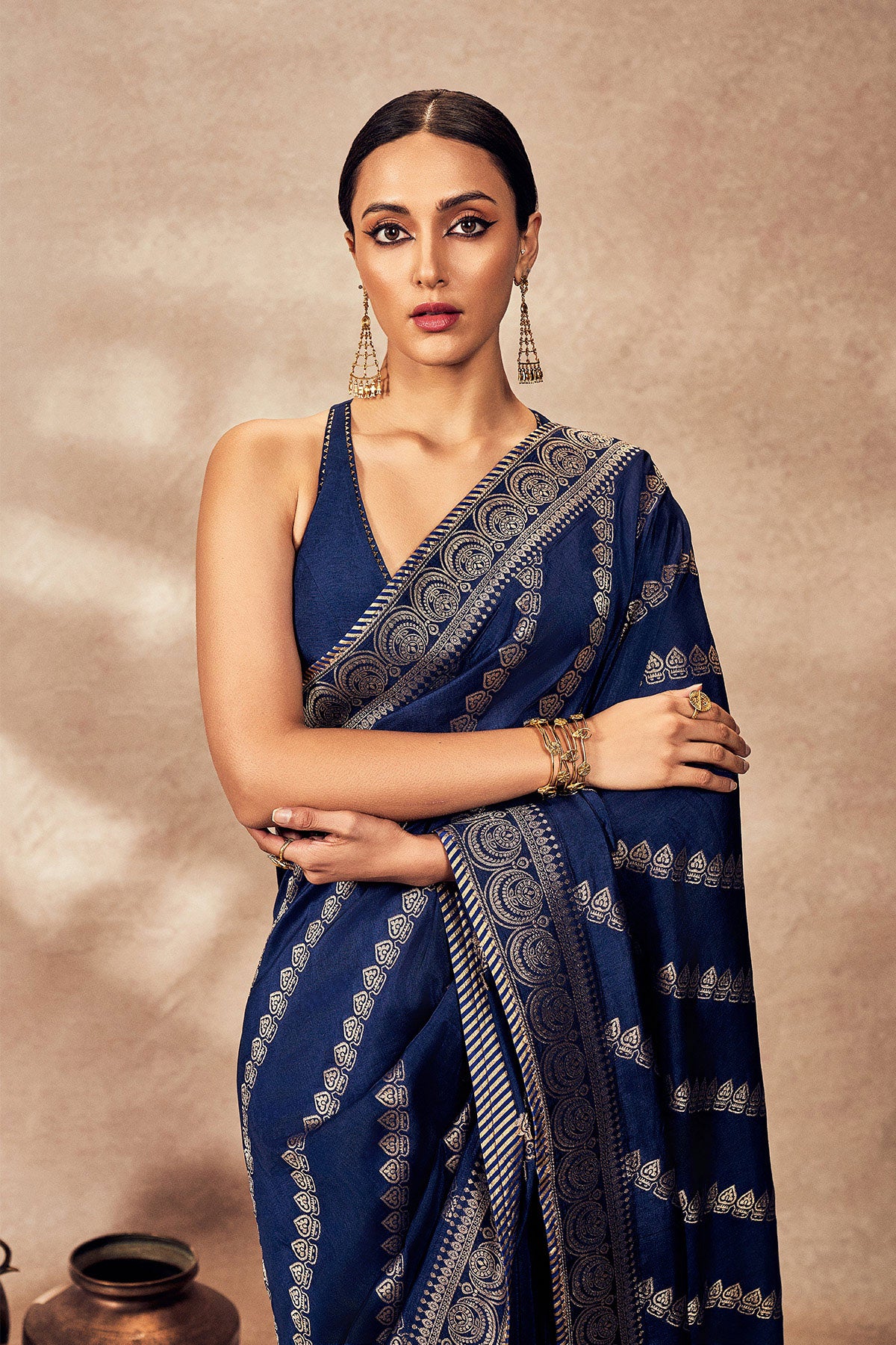 Deep Blue Jacquard Saree