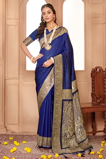 Royal Blue Banarasi Silk Saree