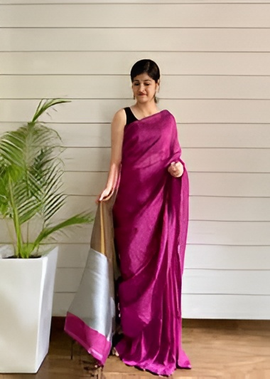 Magenta Soft Silk Saree with Border