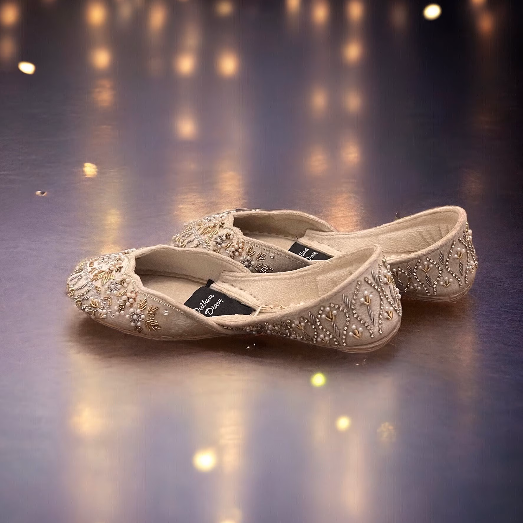 Champagne Gold Beaded Jutti