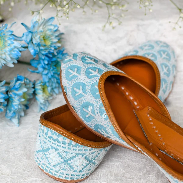Sky Blue Pastel Banjara Jutti
