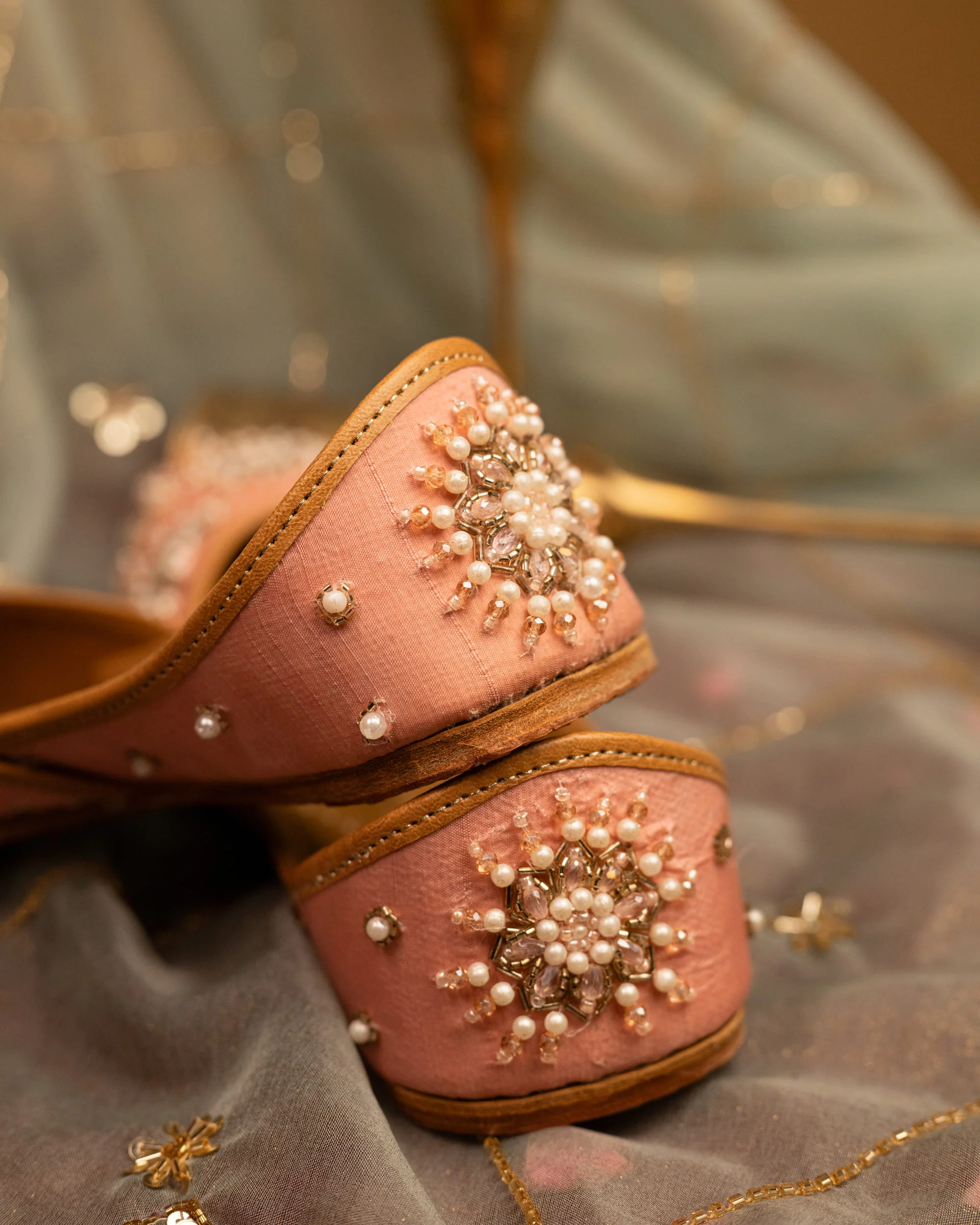 Peach Pink Bridal Luxury Jutti