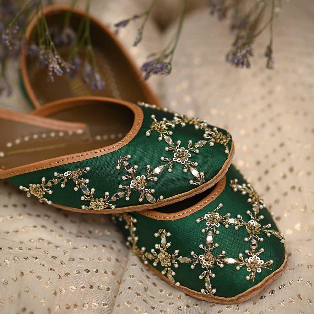 Forest Green Gota Detail Jutti