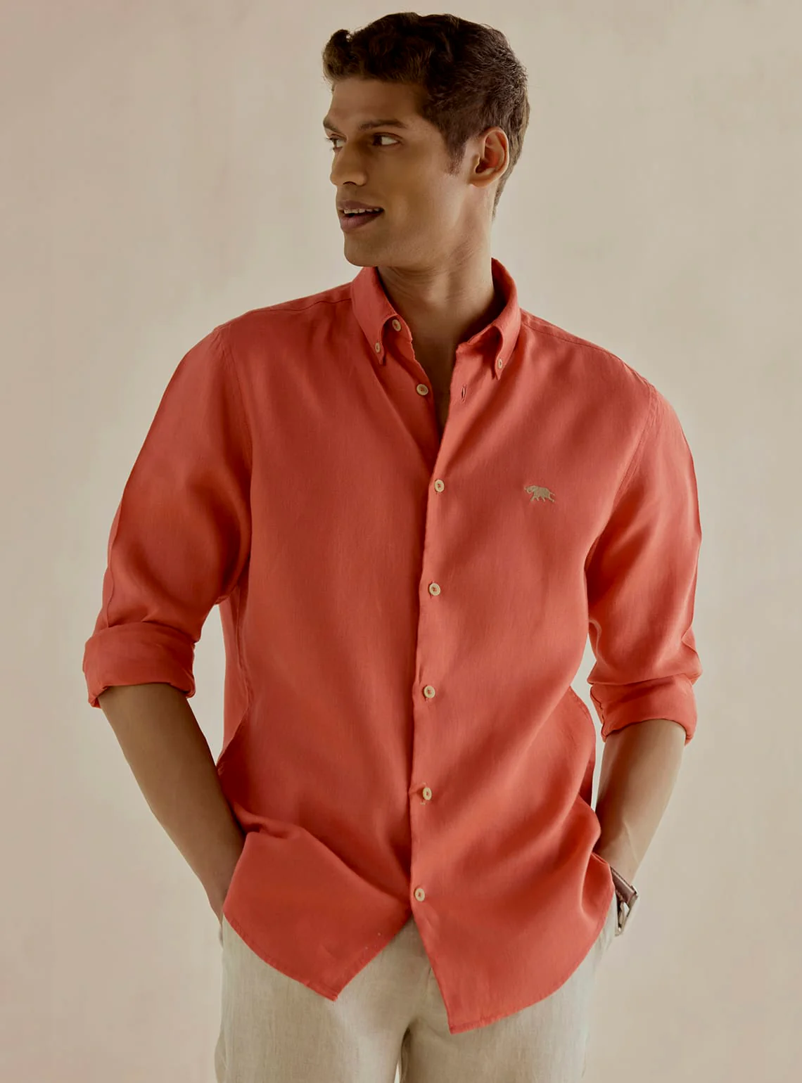 Crimson Casual Linen Shirt