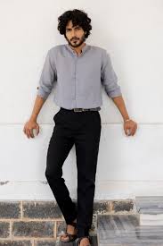 Graphite Black Mandarin Shirt