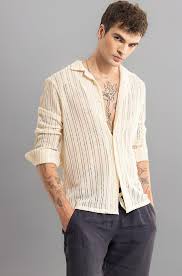 Wheat Beige Textured Shirt