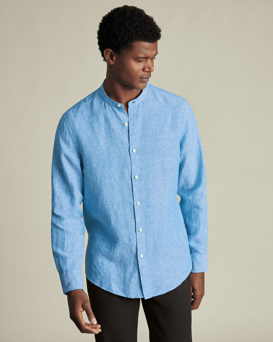 Ocean Teal Collarless Shirt