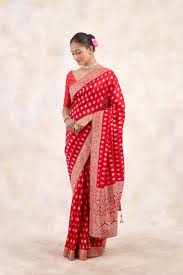 Crimson Bloom Banarasi Saree