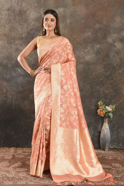 Peach Pearl Banarasi Saree