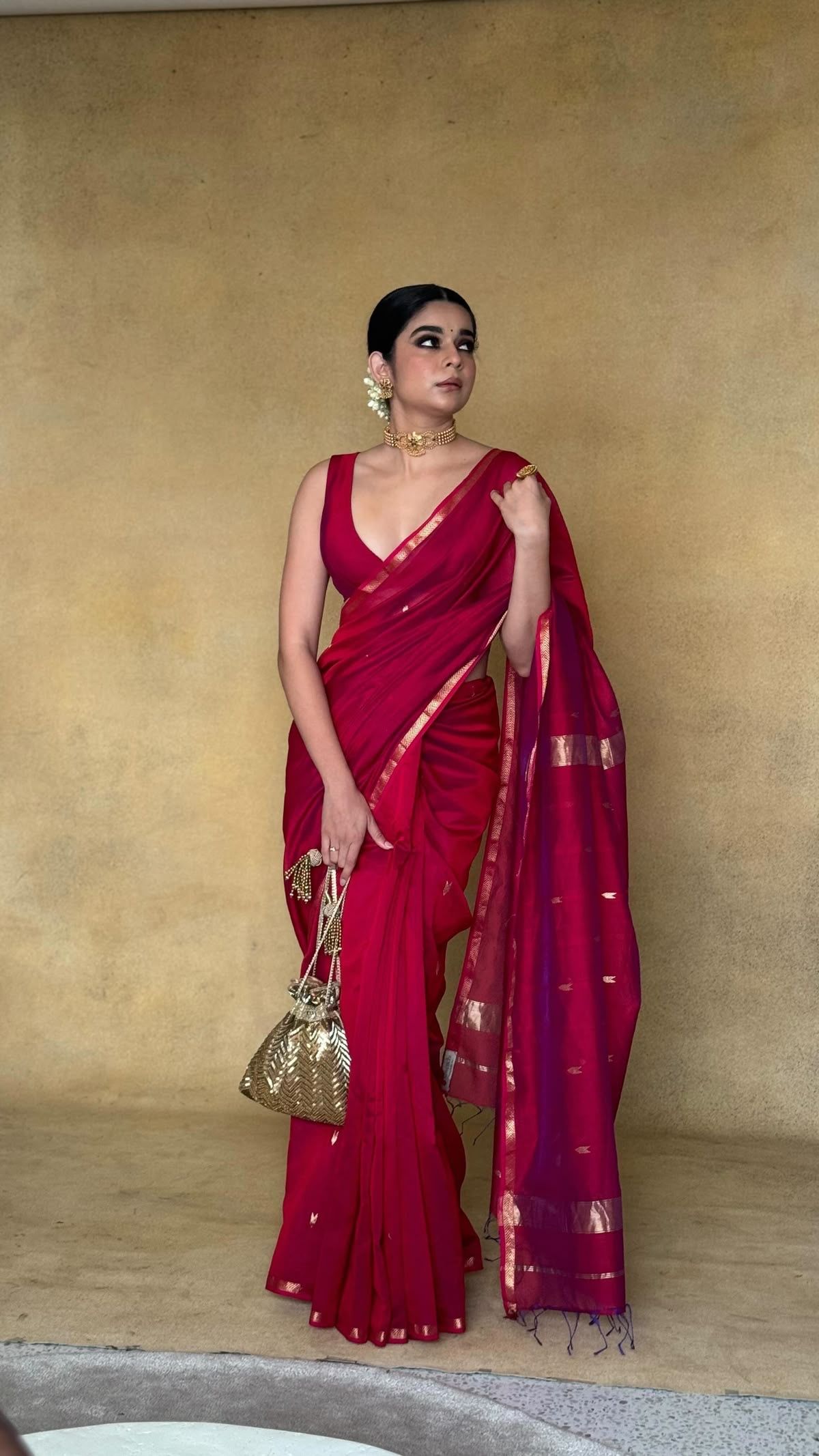 Berry Silk Zari Saree