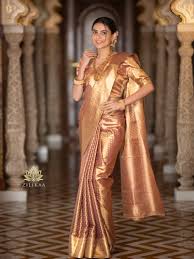 Caramel Zari Tissue Saree