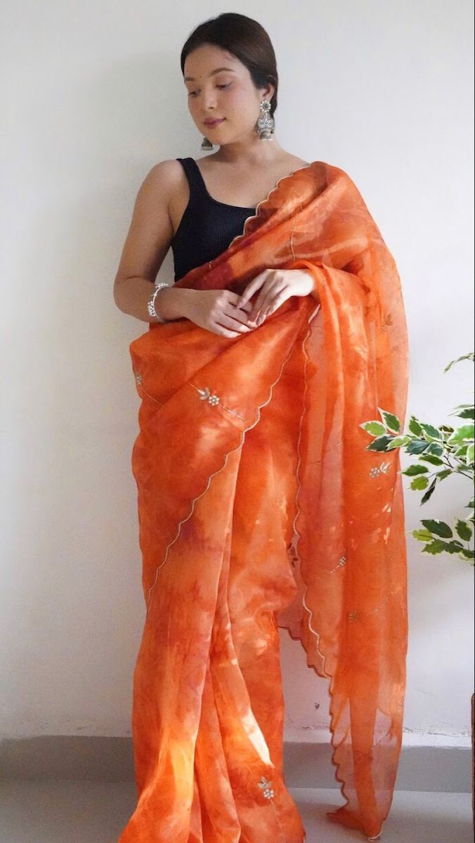 Amber Glow Organza Saree
