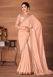 Peach Frost Georgette Saree