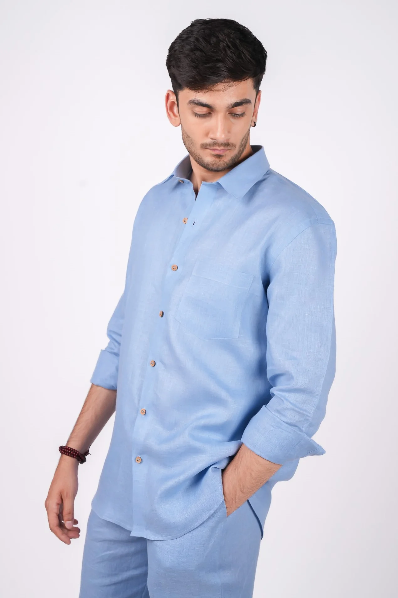 Ocean Blue Linen Shirt