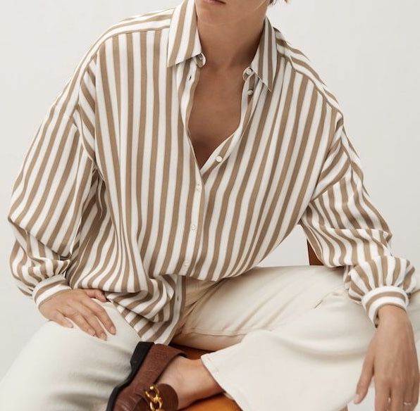 Ivory Striped Casual Shirt