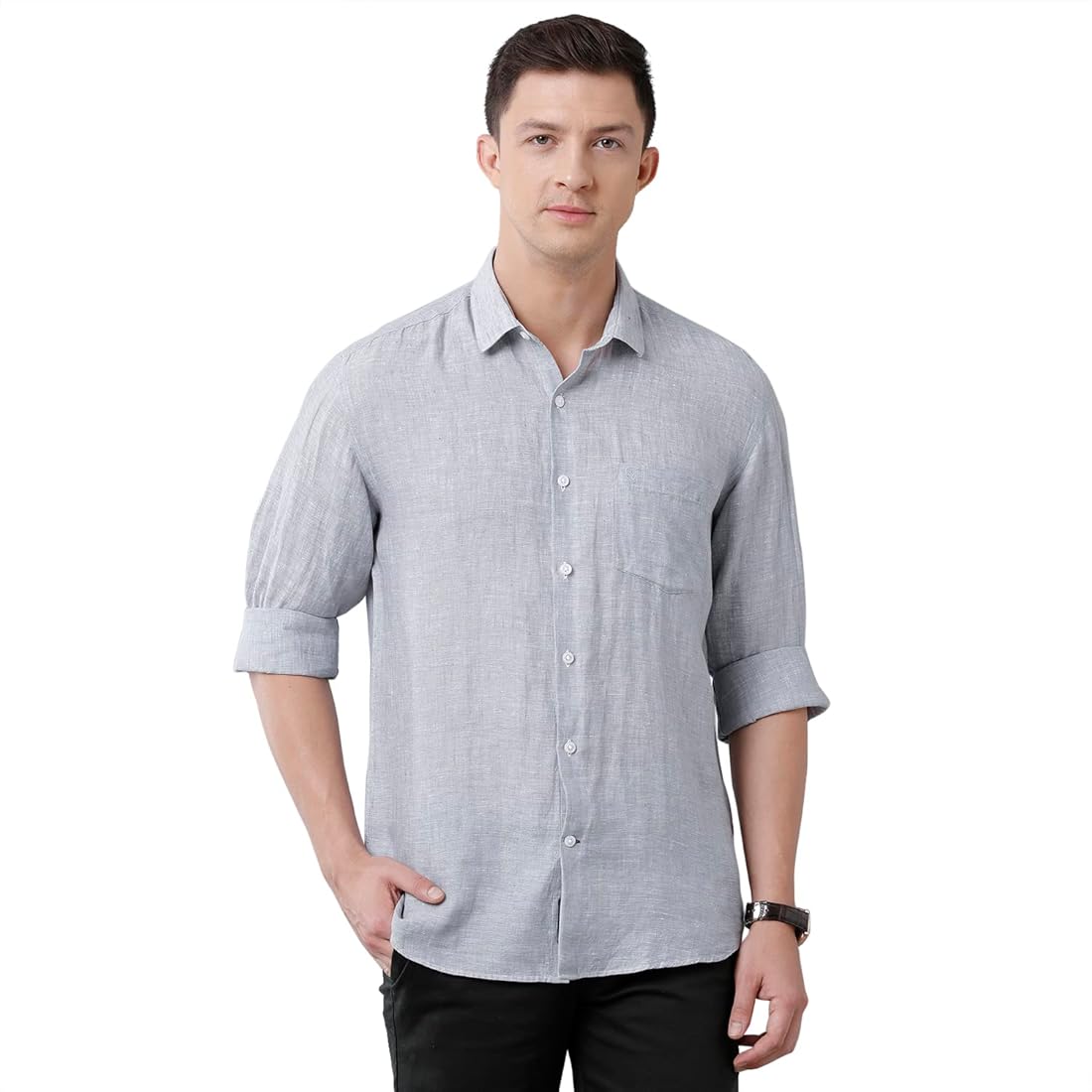 Pebble Grey Casual Chambray
