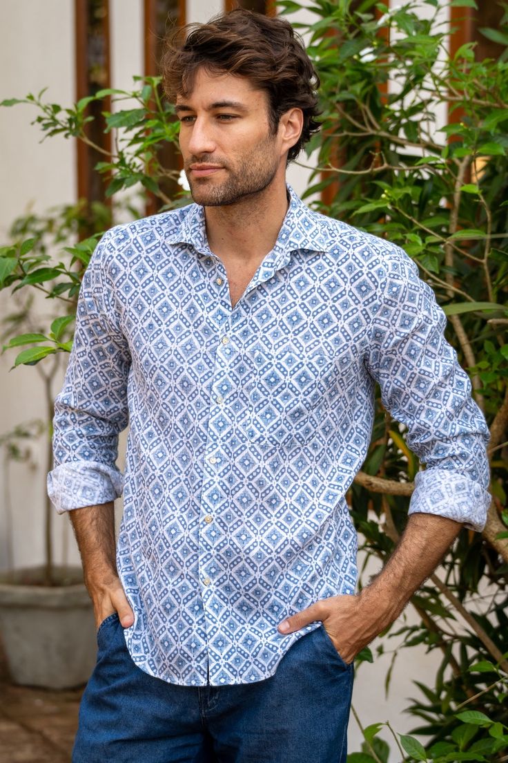 Oceanic Blue Print Shirt