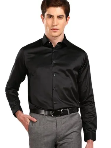 Jet Black Satin Party Shirt