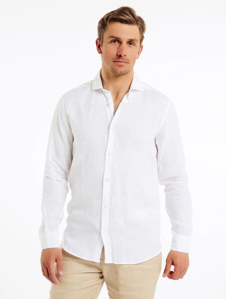 Pearl White Linen Shirt