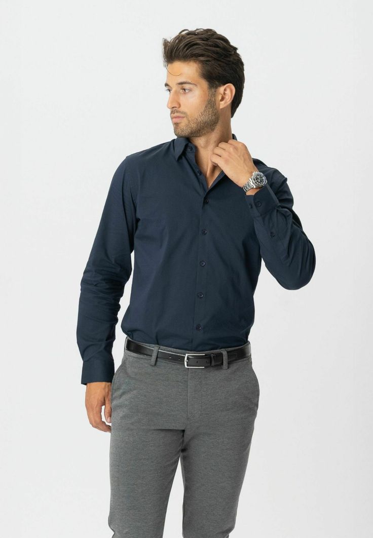 Navy Blue Slim Fit Shirt