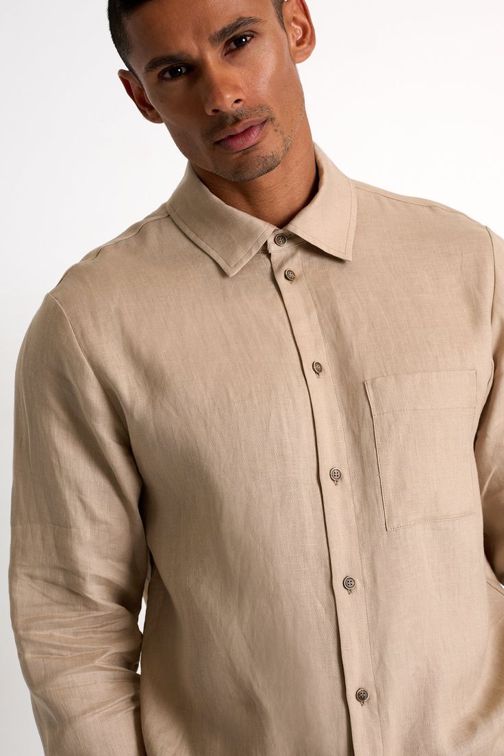 Cream Linen Evening Shirt