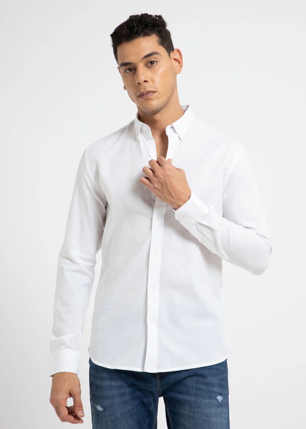 Pearl White Linen Shirt