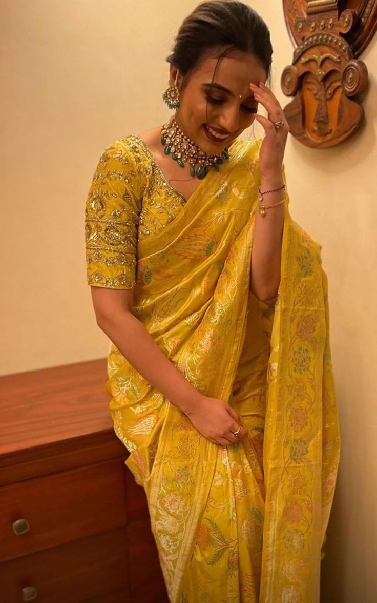 Golden Yellow Banarasi Saree