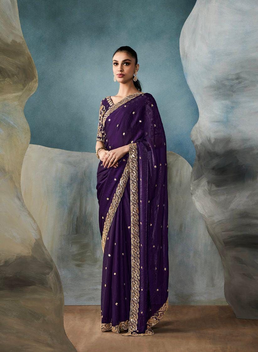 Royal Purple Silk Saree thumbnail 1