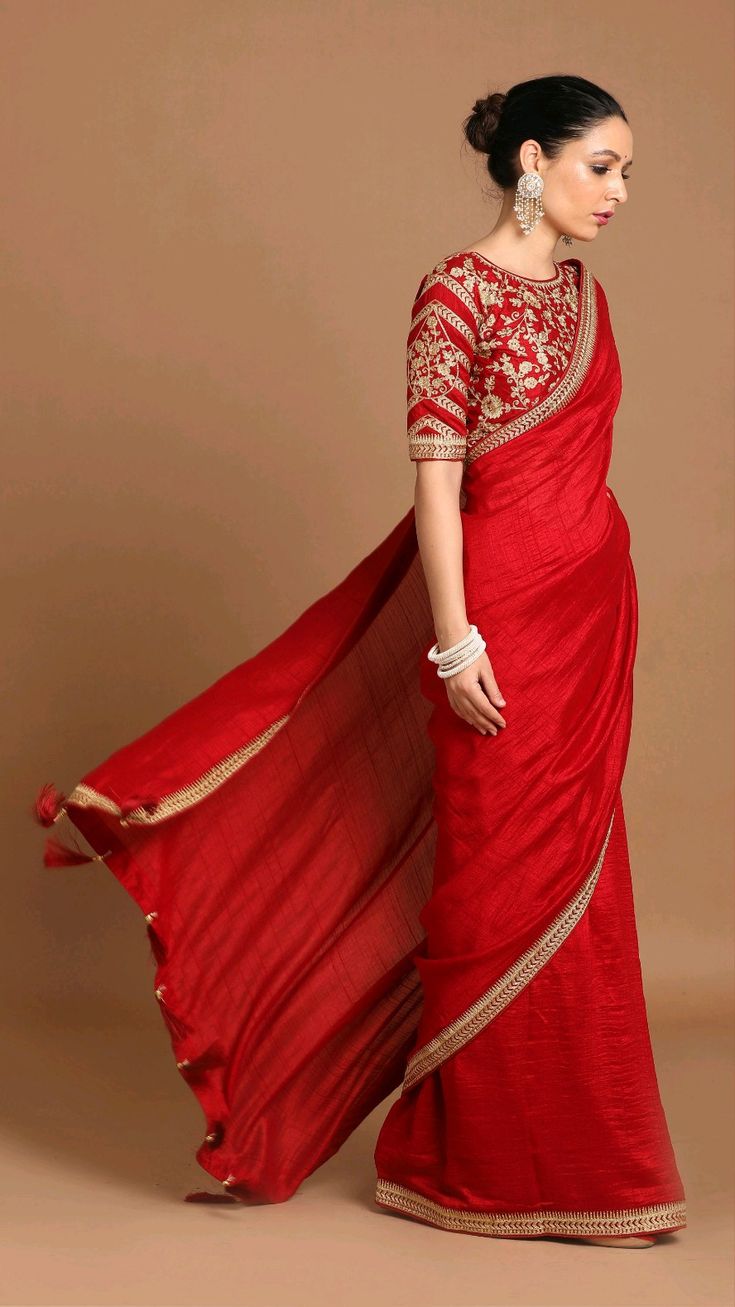 Red Chiffon Wedding Saree