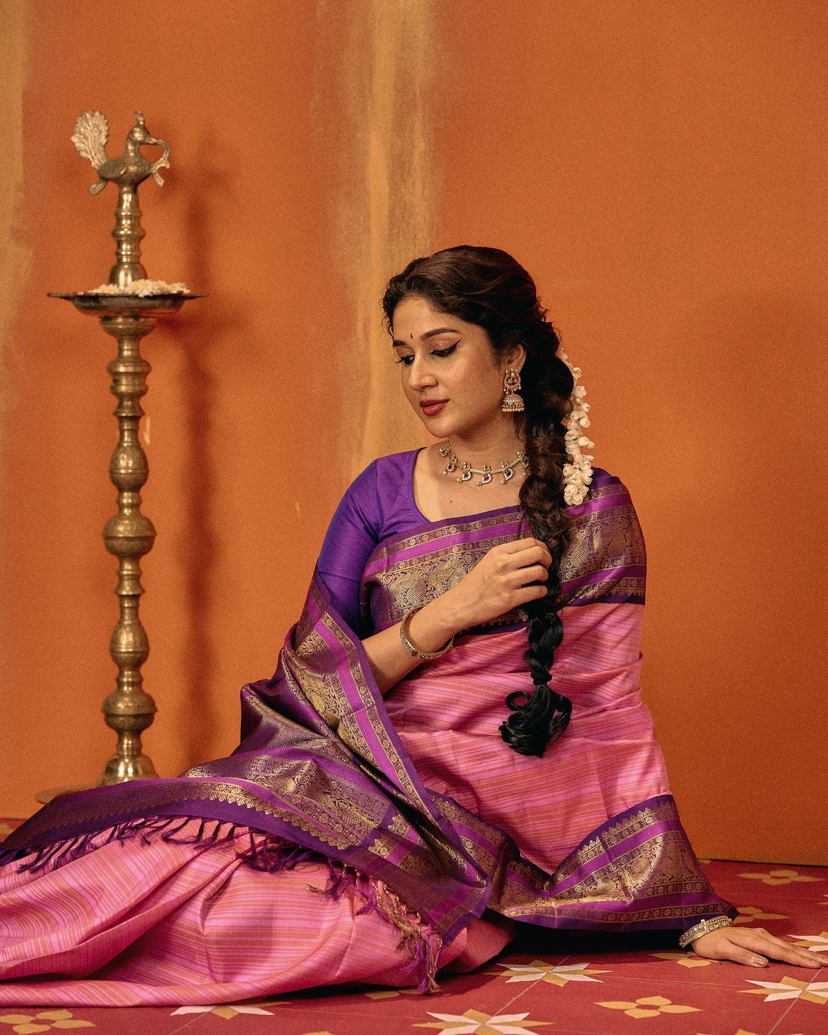 Purple & Pink Silk Saree thumbnail 1