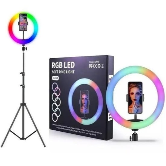 ARO DE LUZ 26CM RGB/CALIDA/FRIA CON TRIPODE MJ26